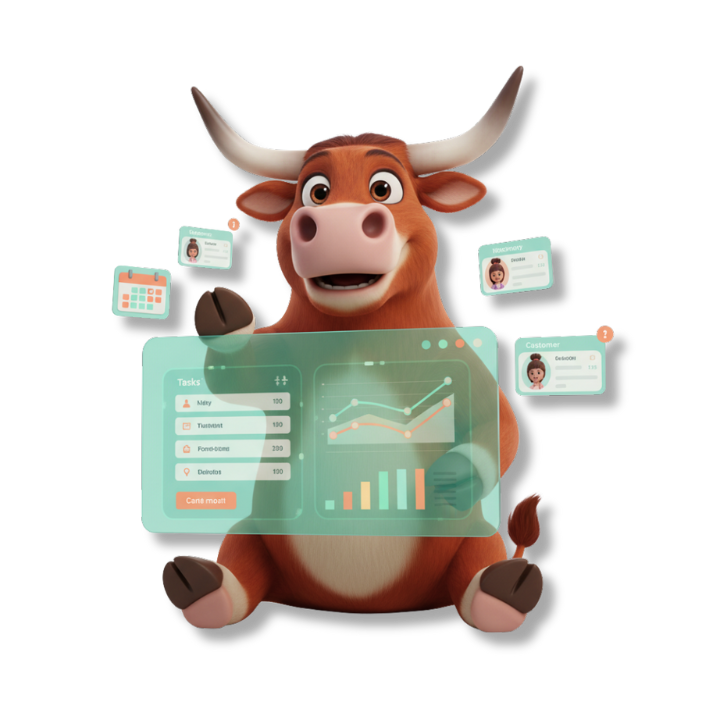 Friendly Texas Longhorn mascot - SmartFarmPilot's helpful farm management companion